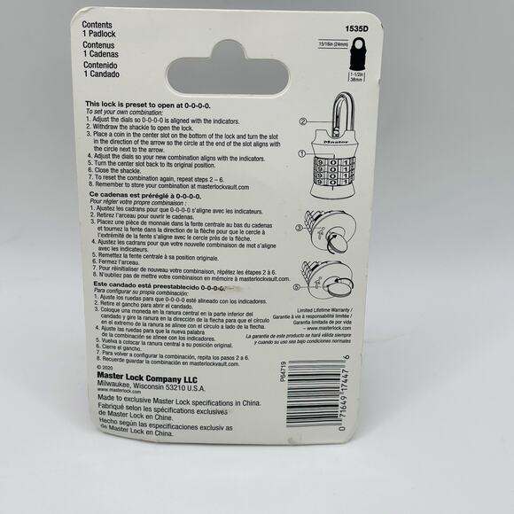 Master Lock 1535D Customizable Combination Padlock NEW Locker Office Home Sealed - Picture 9 of 10